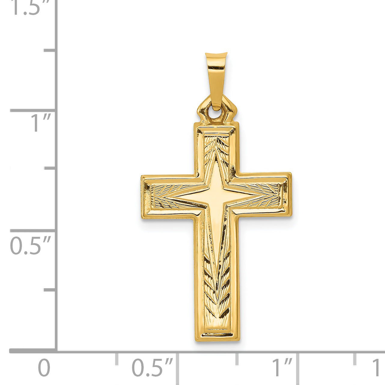 14K Brushed and Polished Latin Cross Pendant