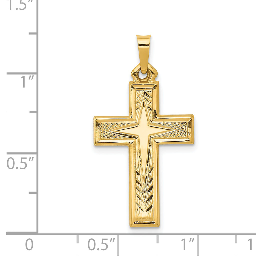 14K Brushed and Polished Latin Cross Pendant