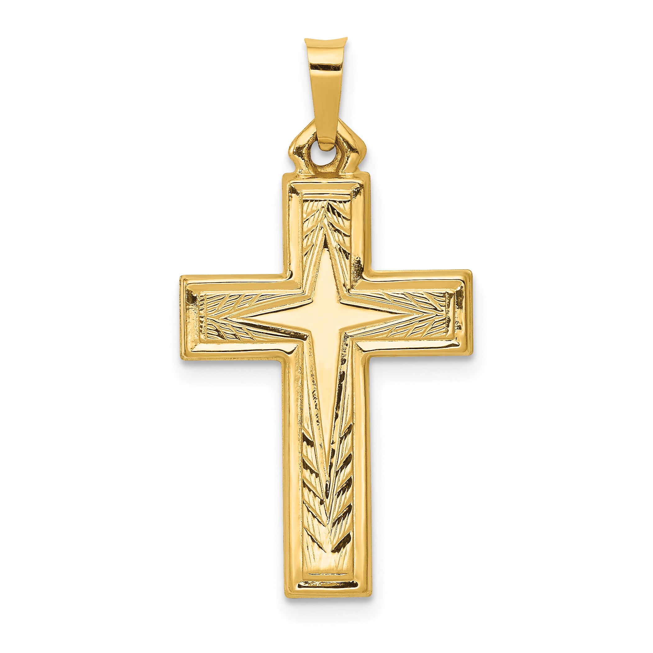 14k Brushed and Polished Latin Cross Pendant Main image