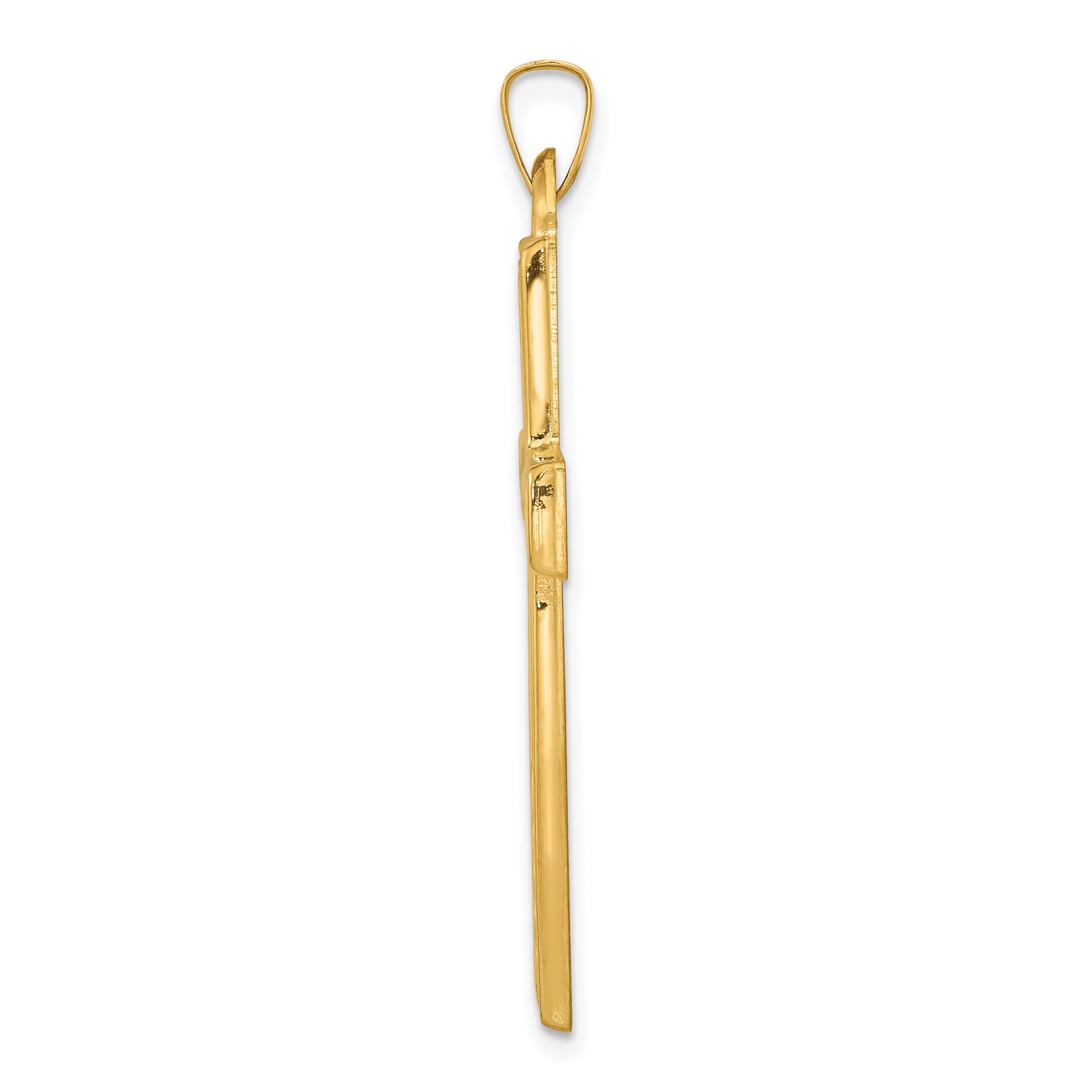 14K Brushed and Polished Latin Cross Pendant