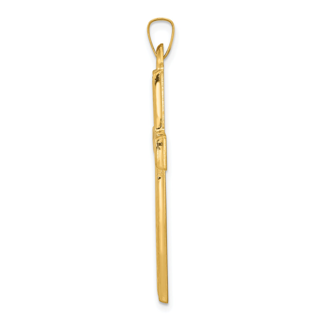 14K Brushed and Polished Latin Cross Pendant