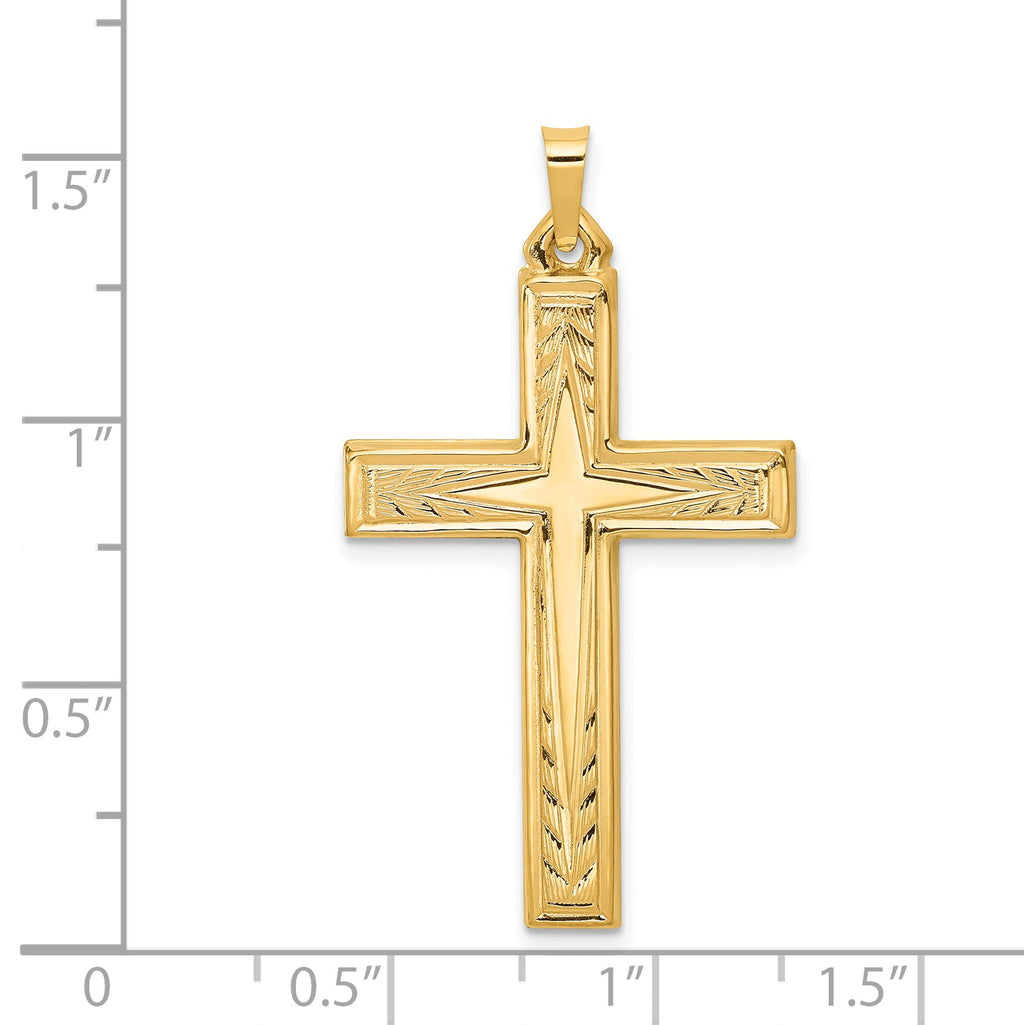 14K Brushed and Polished Latin Cross Pendant