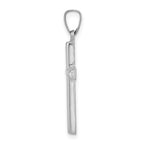 14K White Gold Brushed and Polished Hollow Latin Cross Pendant