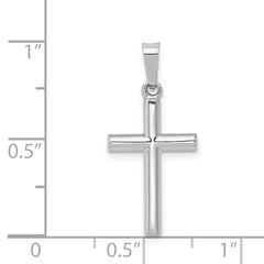 14K White Gold Polished Hollow Latin Cross Pendant