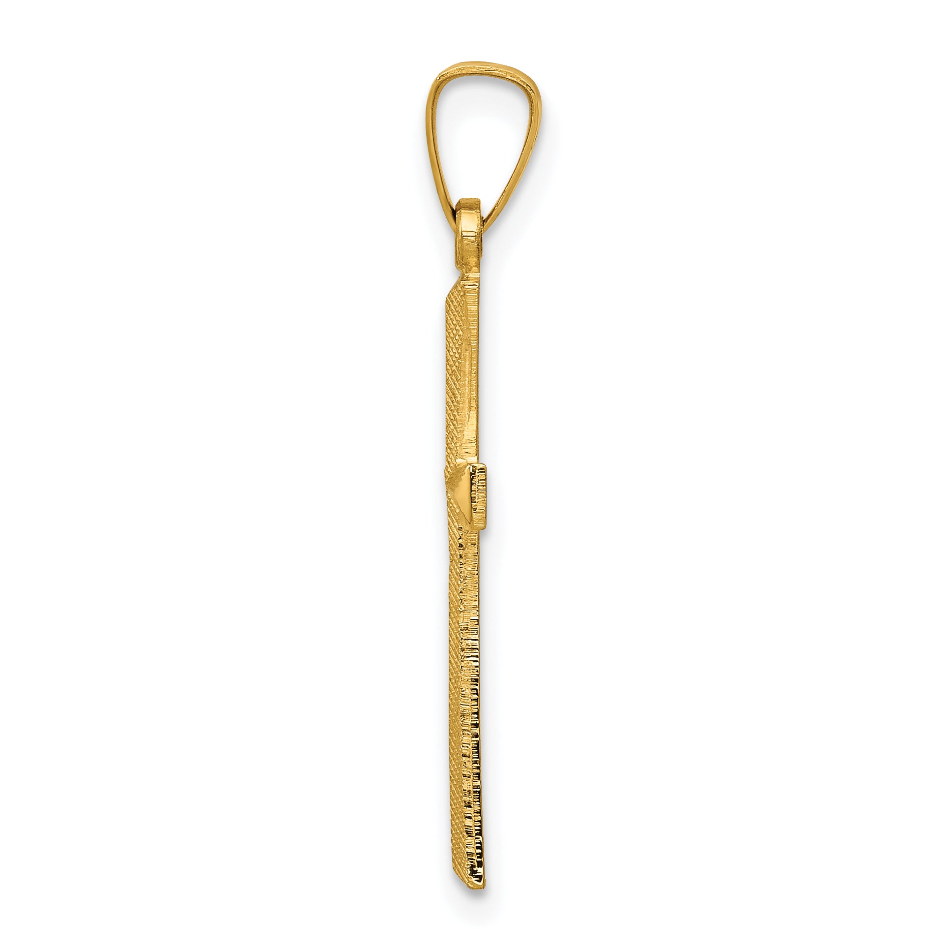 14K Textured and Polished Latin Cross Pendant