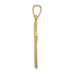 14K Textured and Polished Latin Cross Pendant