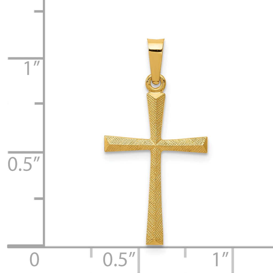 14K Textured and Polished Latin Cross Pendant