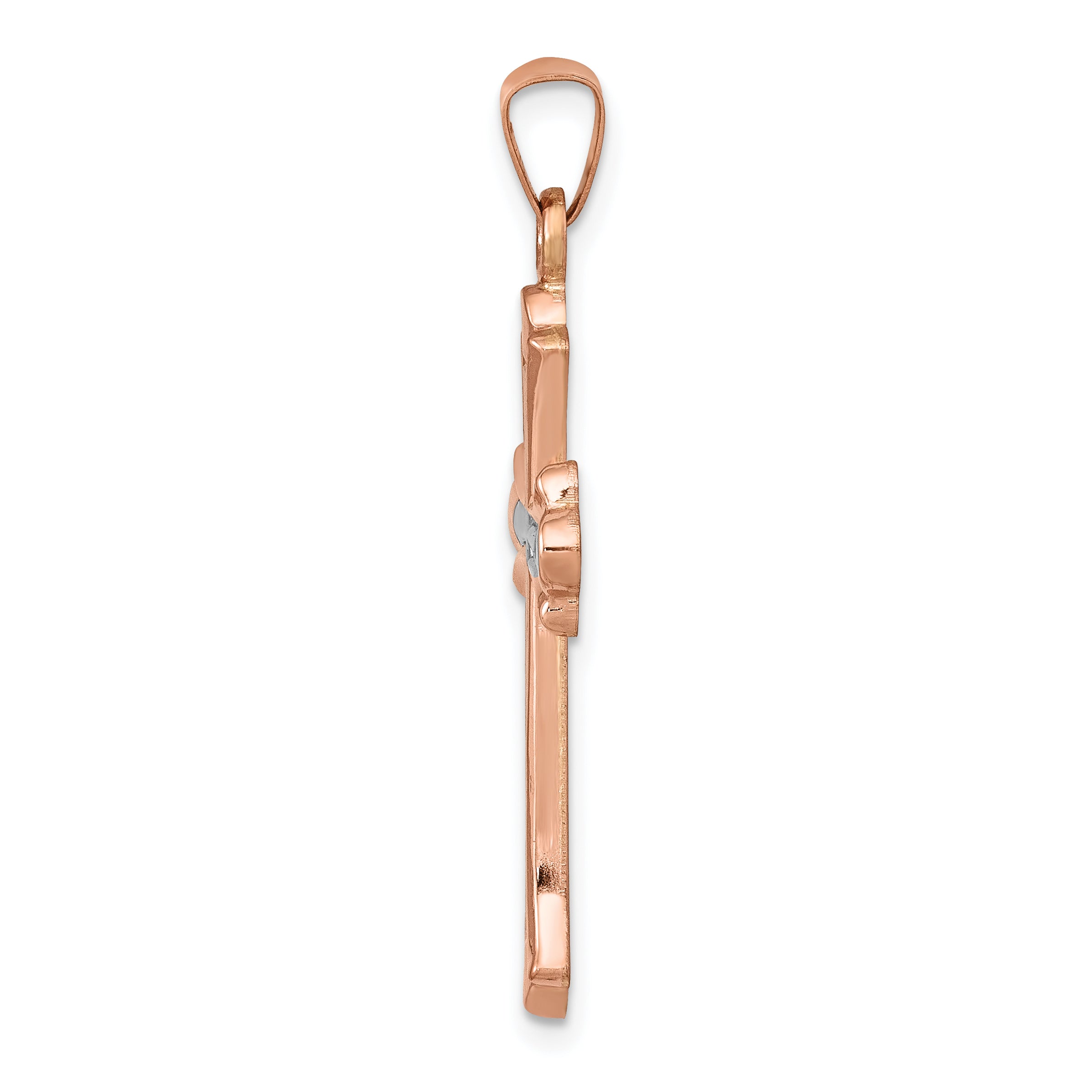 14K Rose Gold W/ White Rhodium Cross Pendant Secondary image