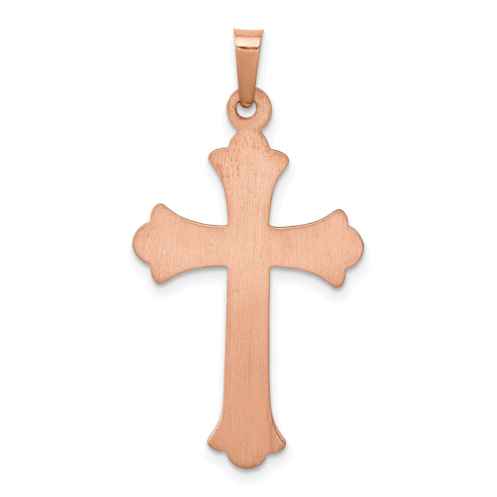14K Rose Gold W/ White Rhodium Cross Pendant