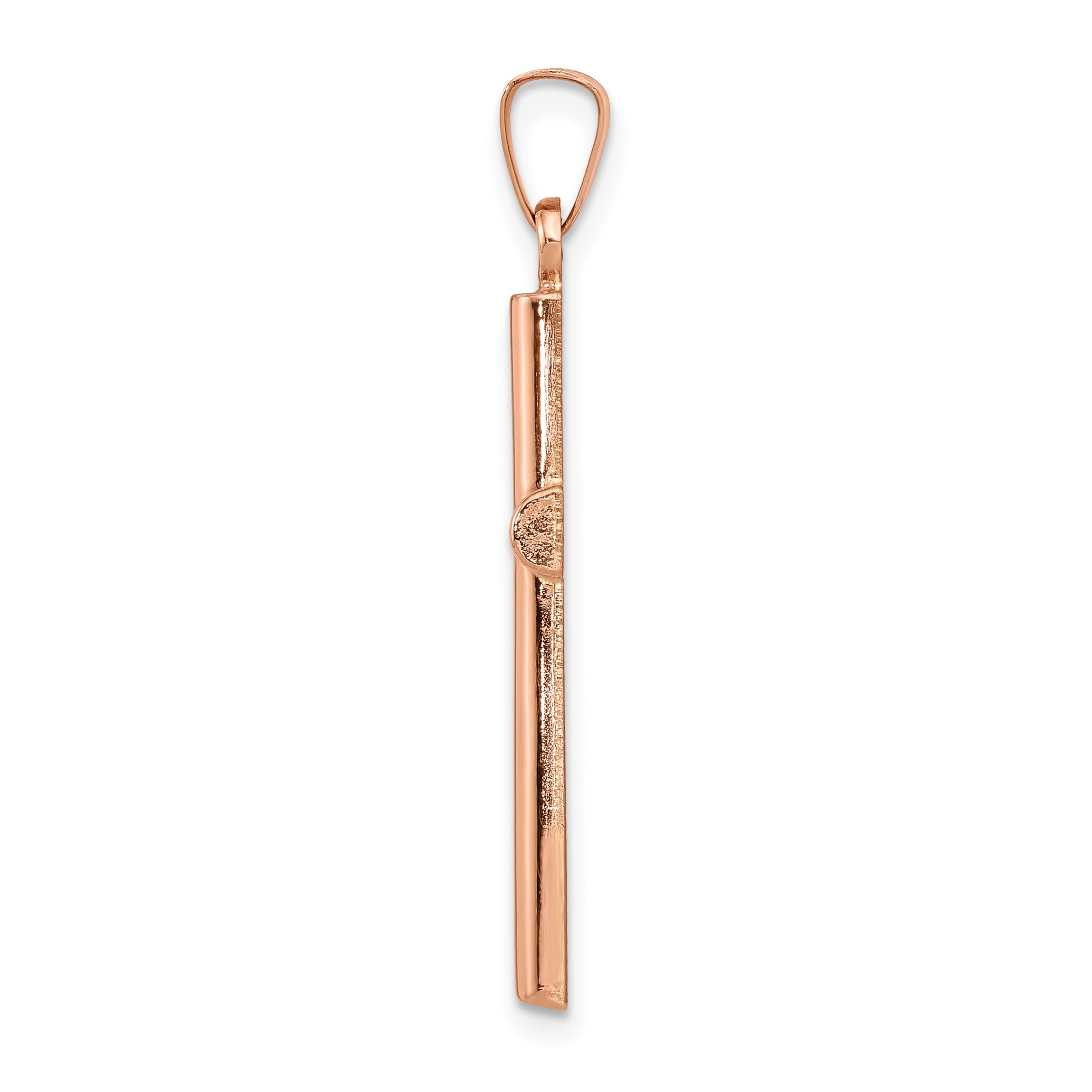 14K Rose Gold Brushed and Polished Hollow Cross Pendant Secondary image