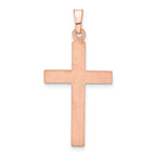 14K Rose Gold Brushed and Polished Hollow Cross Pendant
