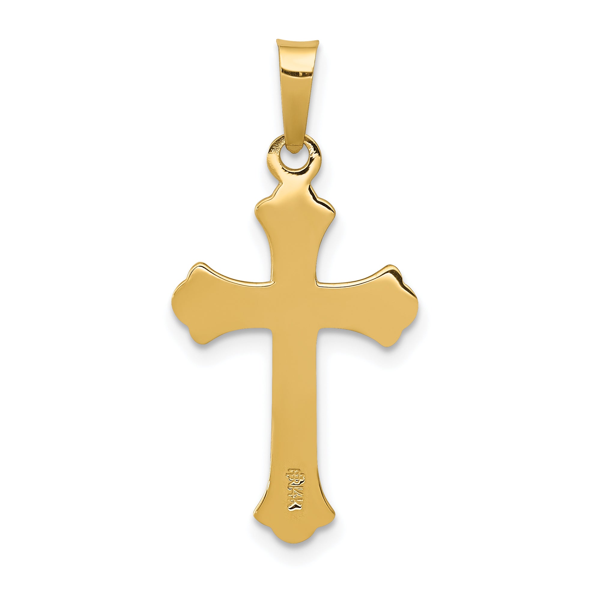14K Polished Fleur de lis Cross Pendant