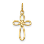 14k Gold Polished Small Ribbon Cross Pendant