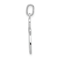 14K White Gold Polished Small Ribbon Cross Pendant