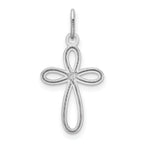 14K White Gold Polished Small Ribbon Cross Pendant