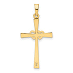 14K Two-tone Textured and Polished Latin Cross w/ Hearts Pendant