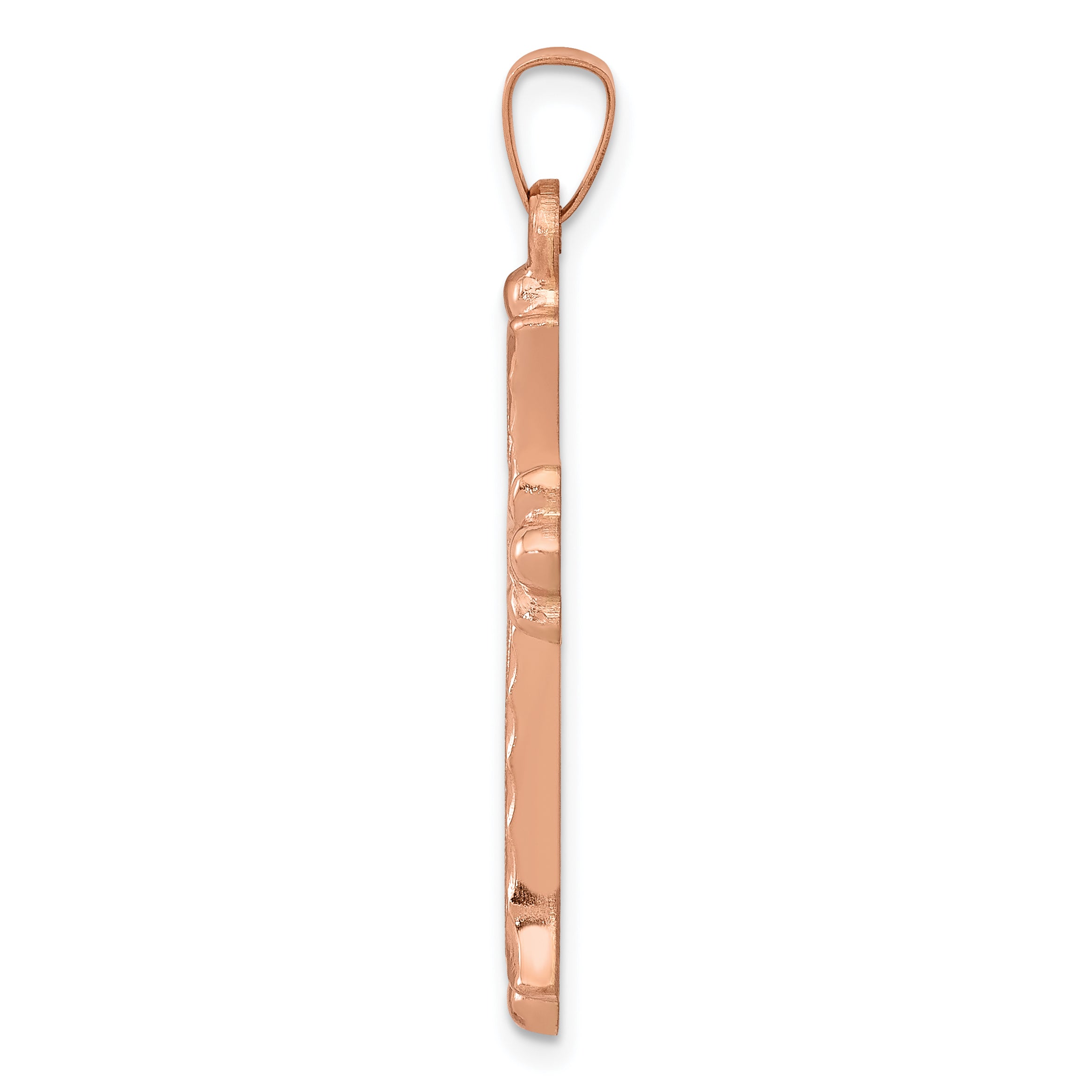 14K Rose Gold Brushed and Polished Budded Cross Pendant Secondary image