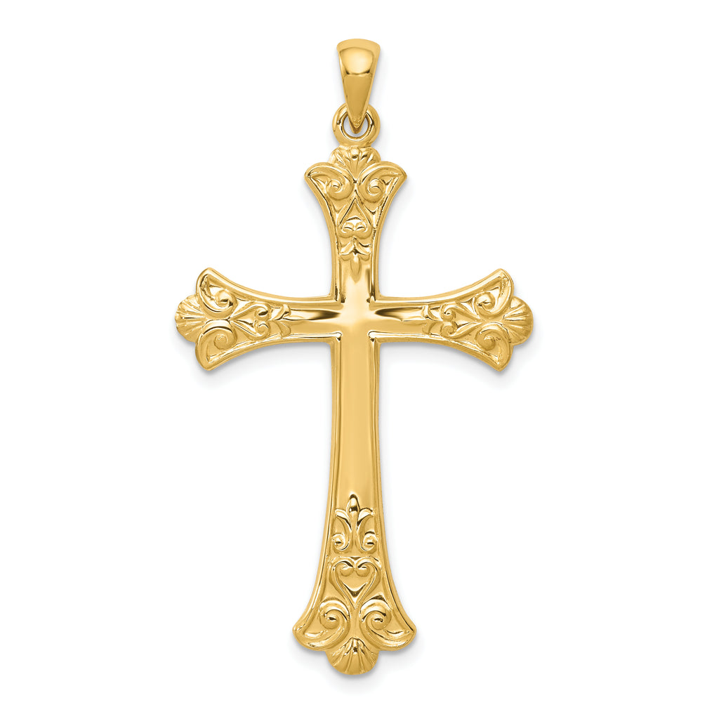 14k Fleur De Lis Cross Pendant