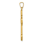 14K Polished Cross Budded Pendant