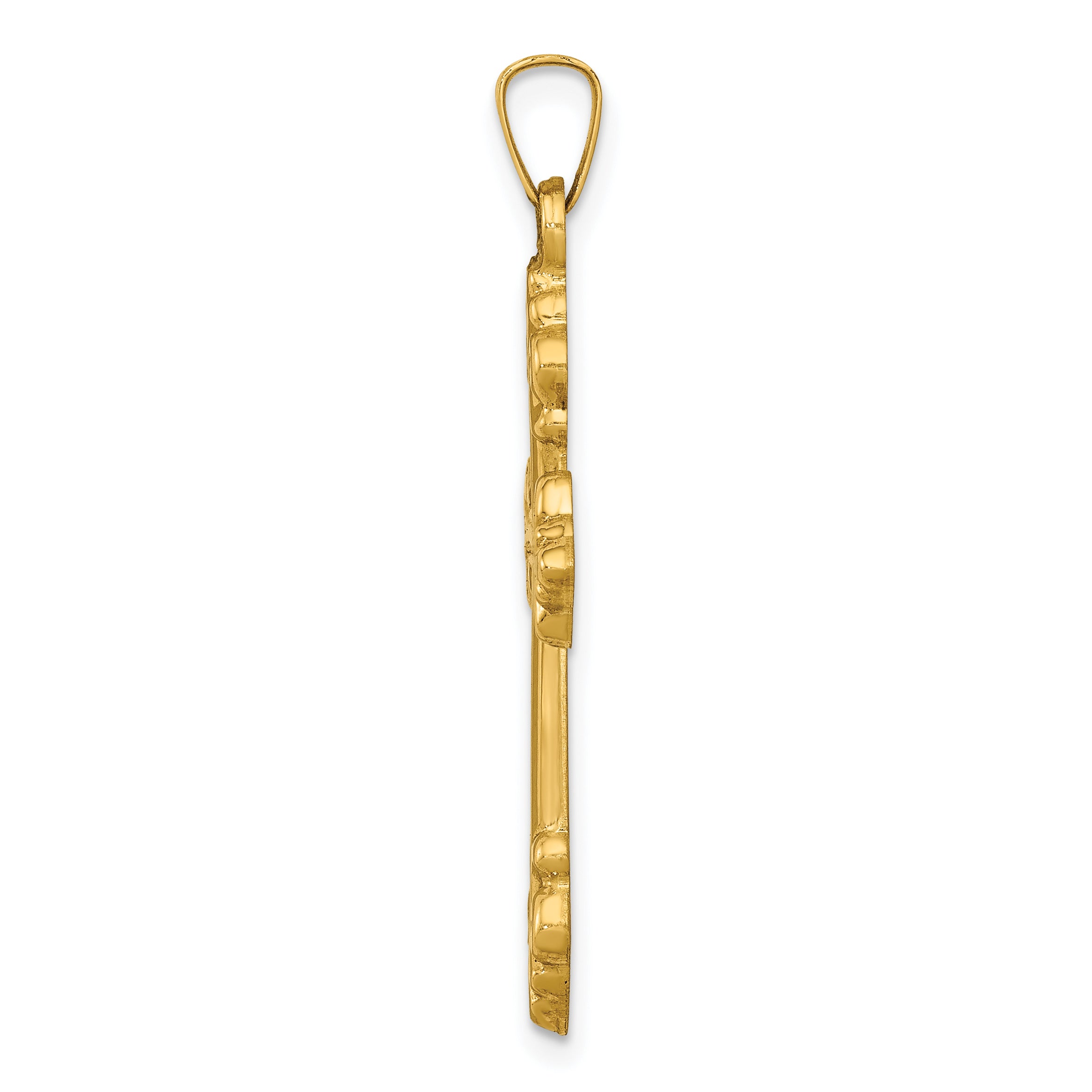 14K Polished Cross Budded Pendant