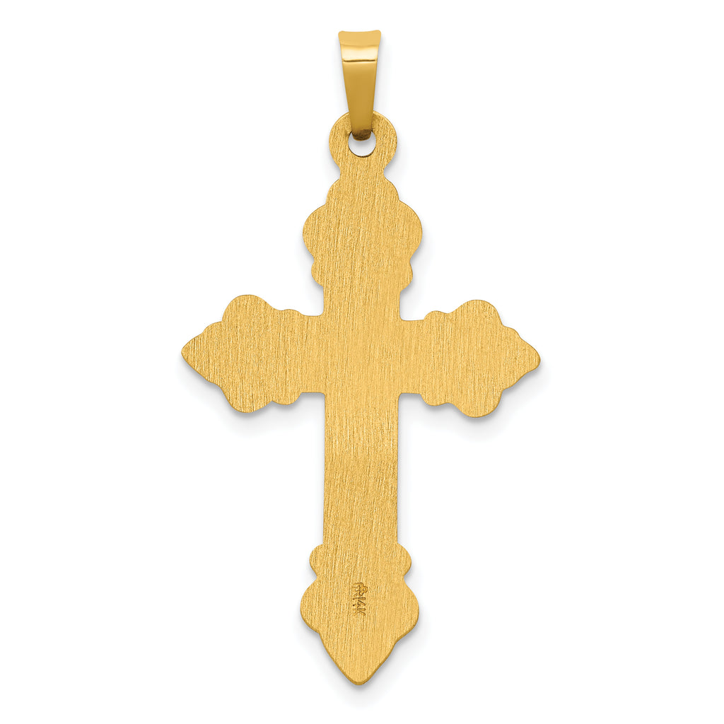 14K Polished Cross Budded Pendant