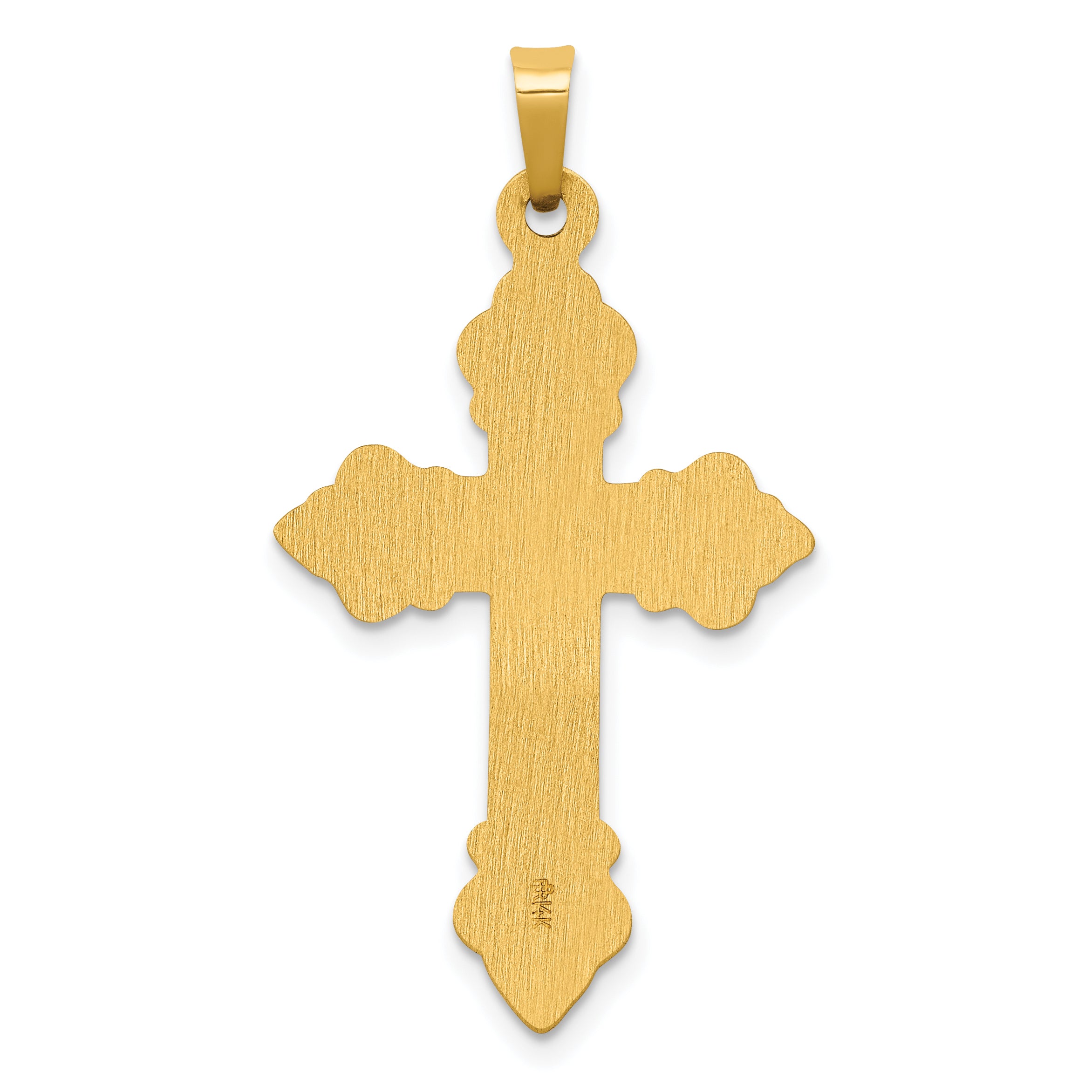 14K Polished Cross Budded Pendant