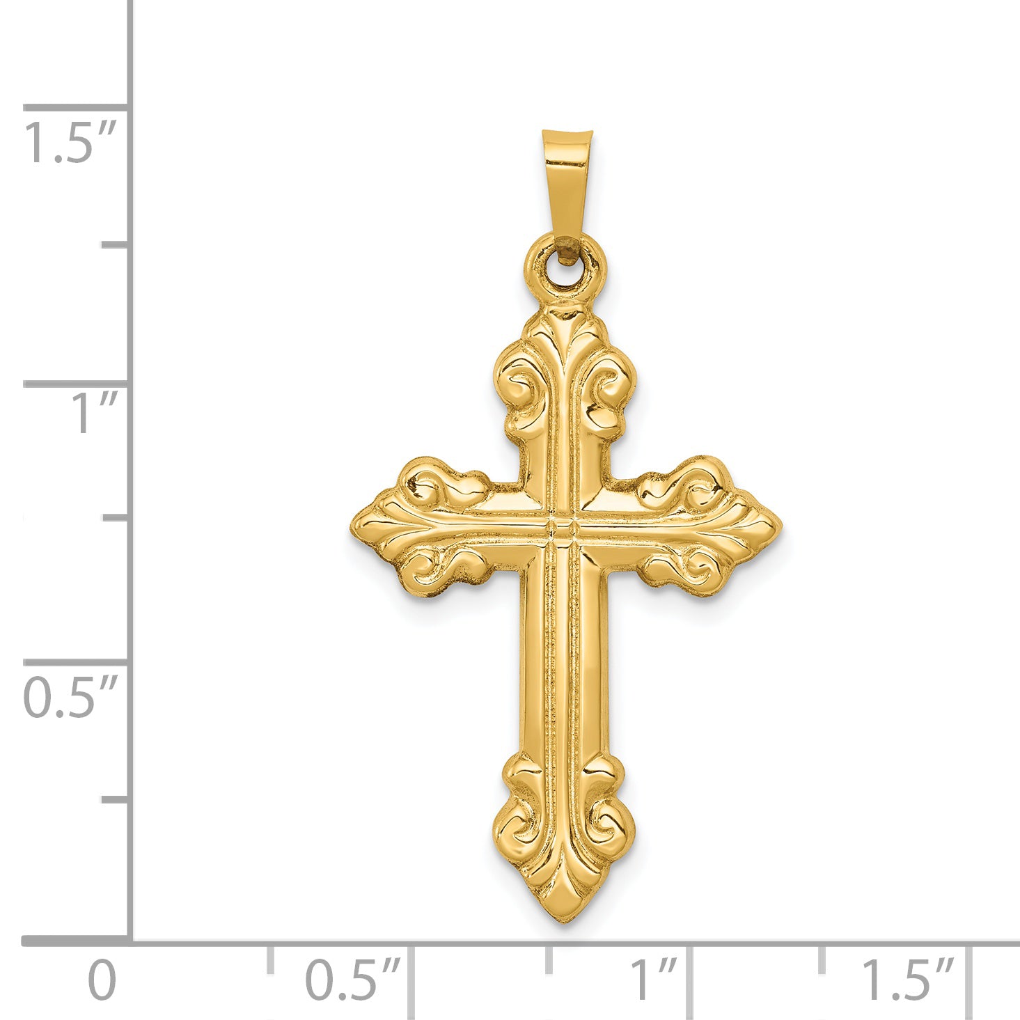 14K Polished Cross Budded Pendant