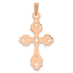 14K Rose Gold Polished Fleur De Lis Cross Pendant