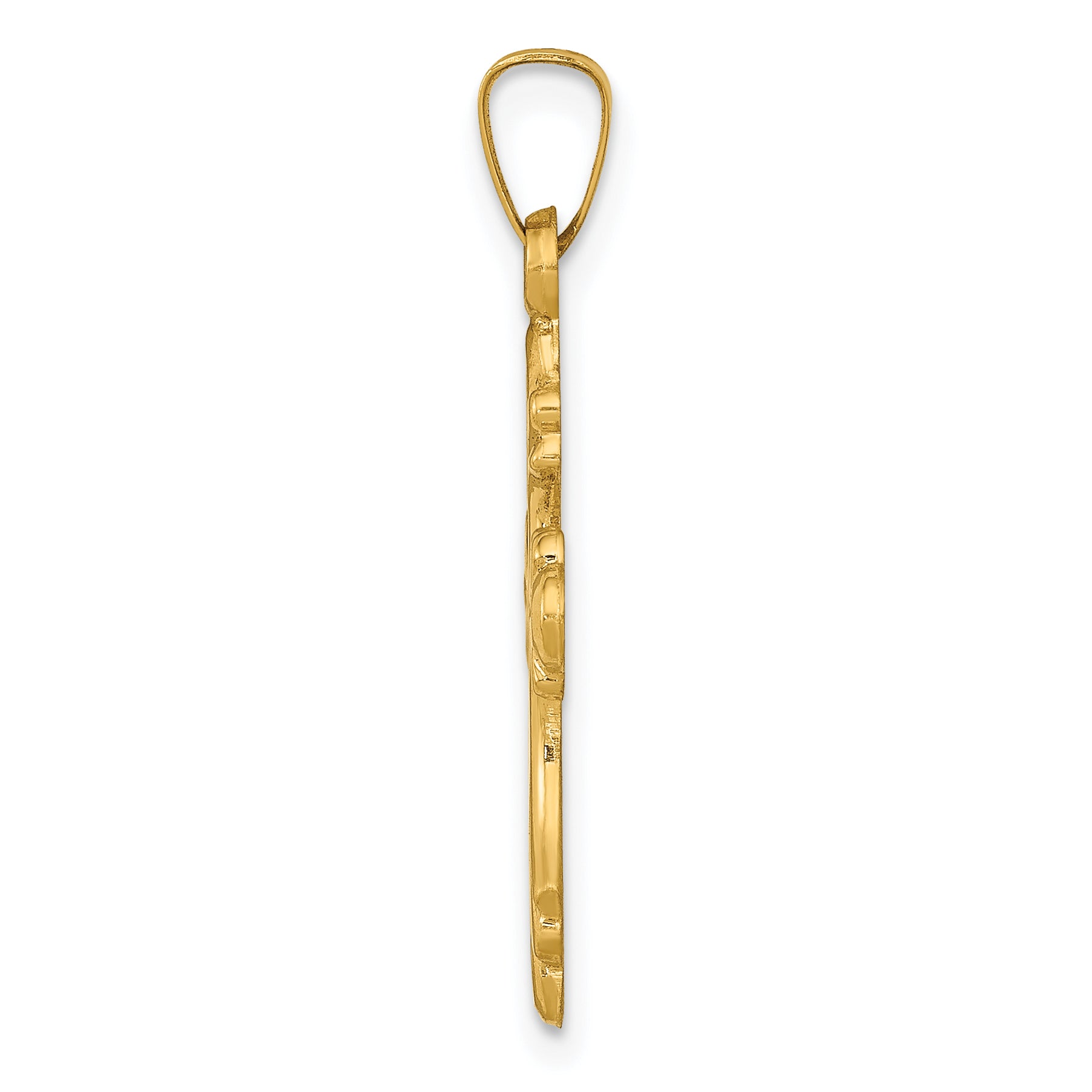 14K Polished Fleur De Lis Cross Pendant Secondary image