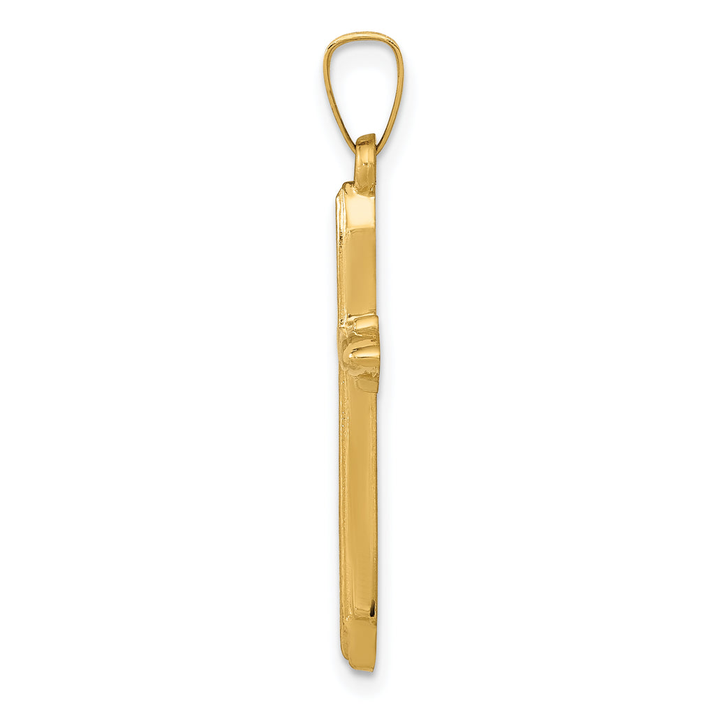14K Textured and Polished Passion Cross Pendant