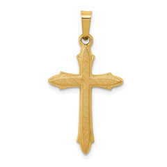 14k Textured and Polished Passion Cross Pendant