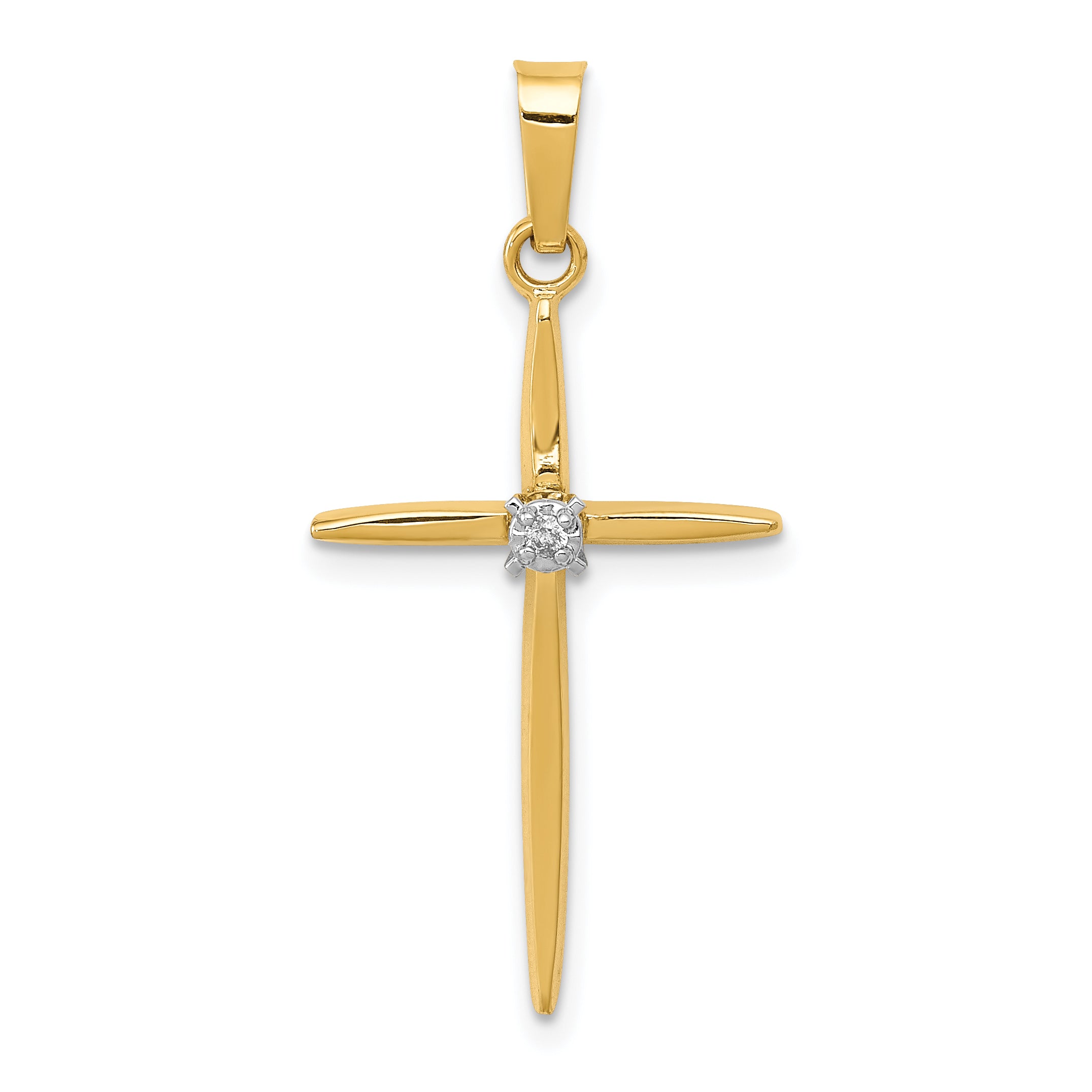 14k Diamond Polished Passion Cross Pendant Main image