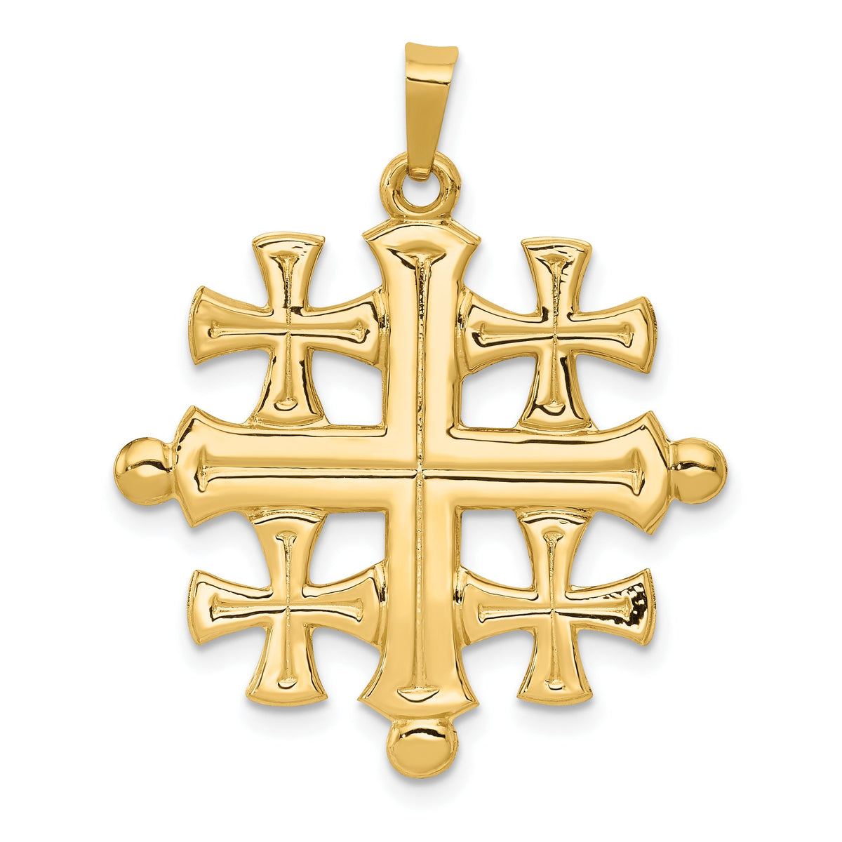 Jerusalem Cross Pendant in 14K Yellow Gold, 32mm Textured - Sophia Jewelers Main image