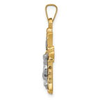 14K Two-Tone Polished INRI Crucifix Cross Pendant