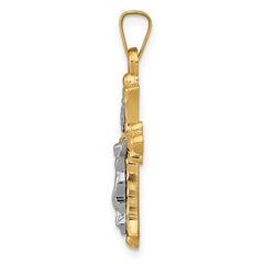 14K Two-Tone Polished INRI Crucifix Cross Pendant