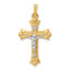 14k Two-Tone Textured and Polished INRI Crucifix Cross Pendant