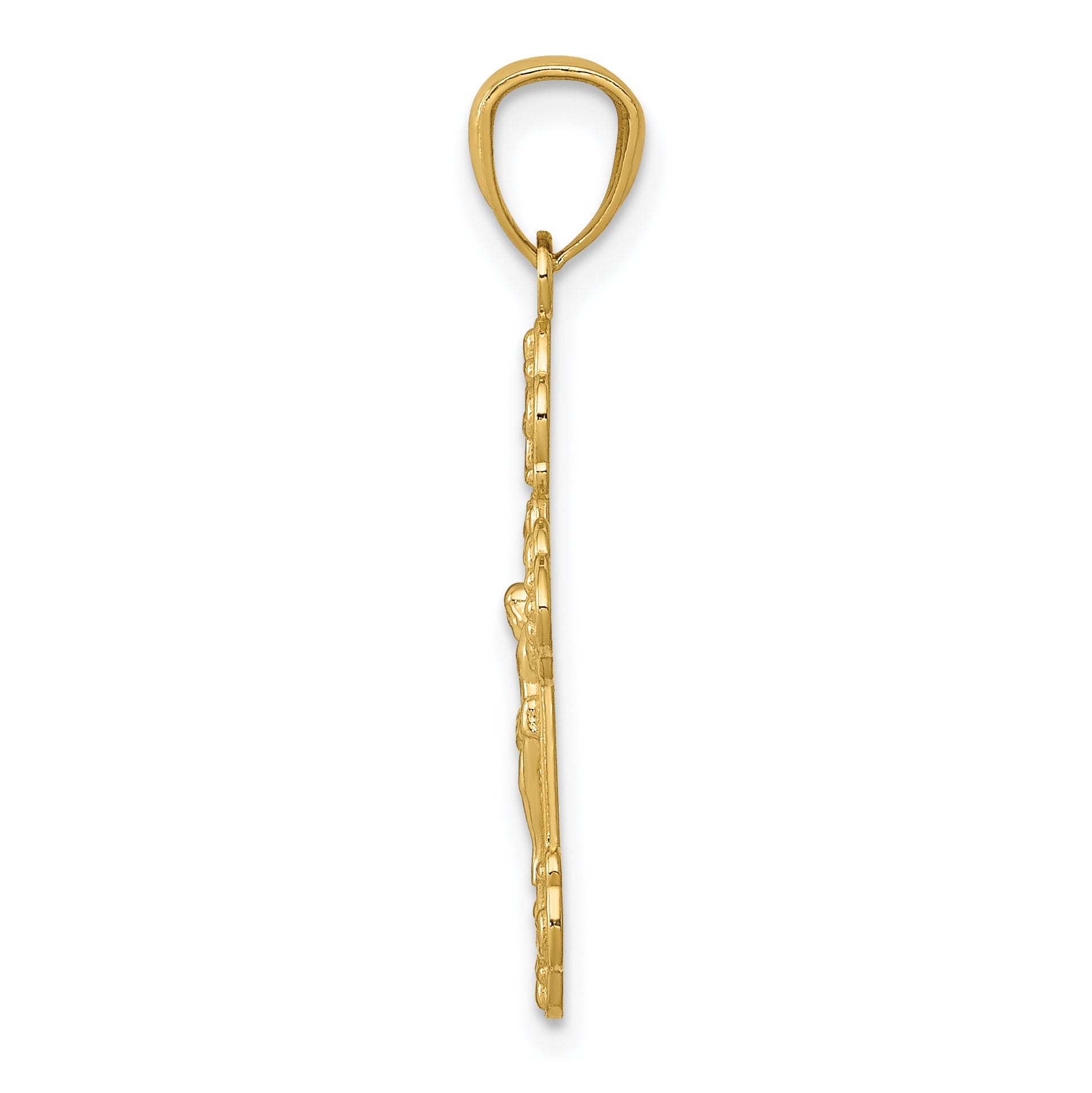 14K Gold Polished INRI Small Crucifix Pendant Secondary image