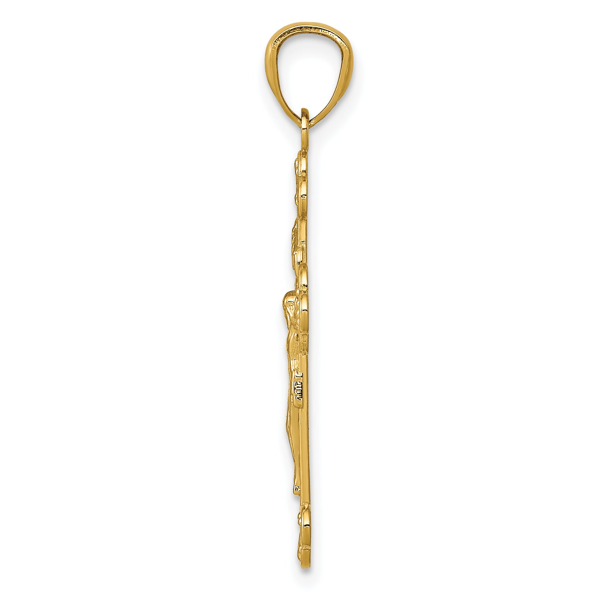 14K Gold Polished INRI Medium Crucifix Pendant Secondary image