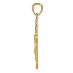 14K Gold Polished INRI Medium Crucifix Pendant