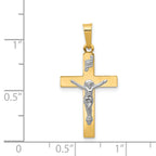 14K Polished INRI Crucifix Cross Pendant