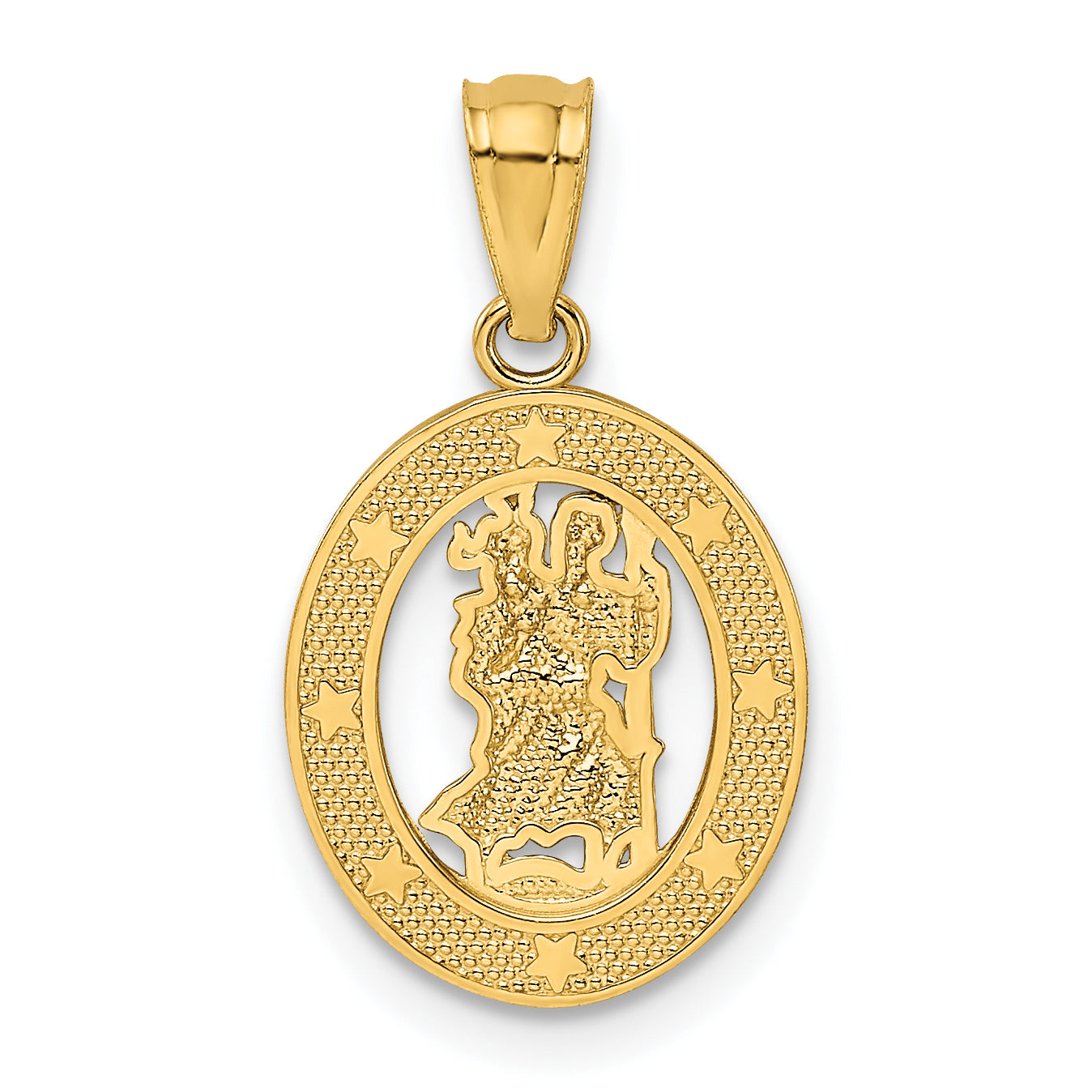 14K Gold Polished St Christopher Pendant