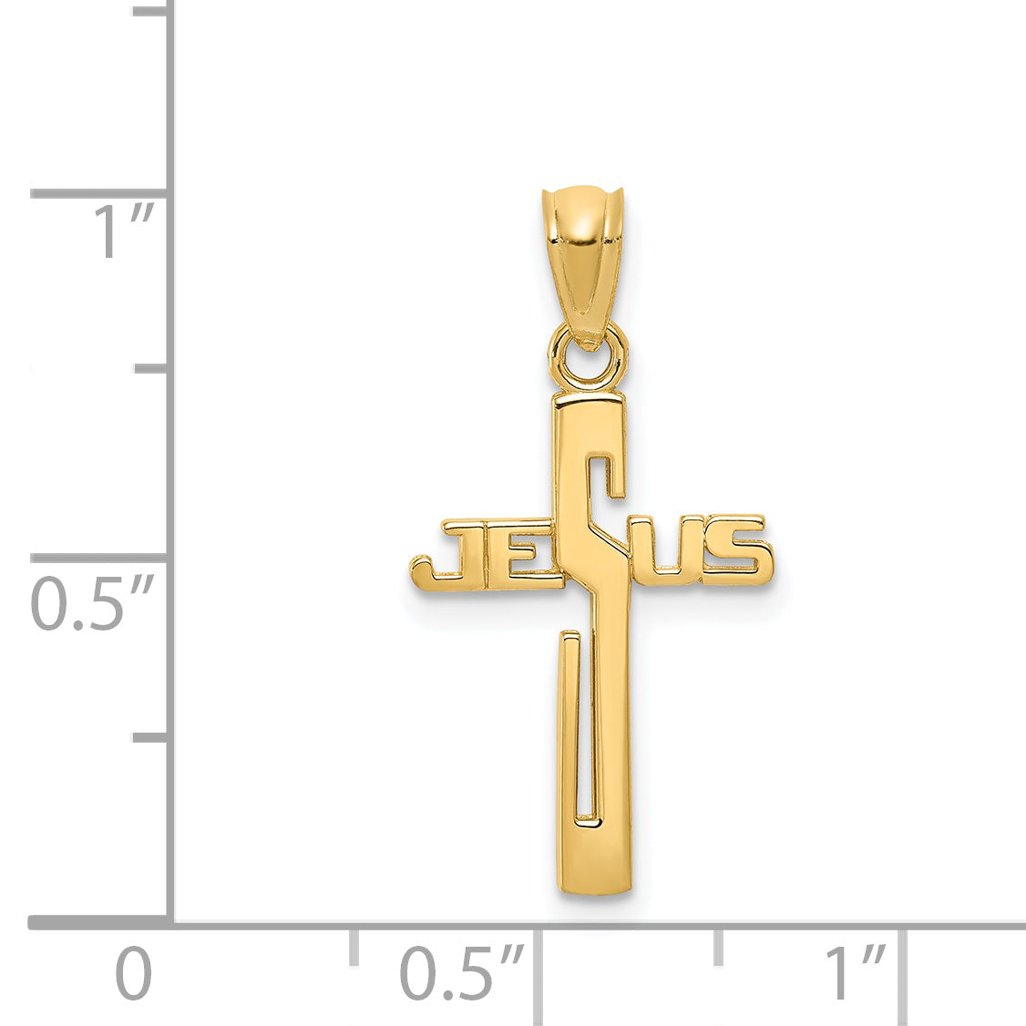 14K Gold Polished Jesus Cross Pendant