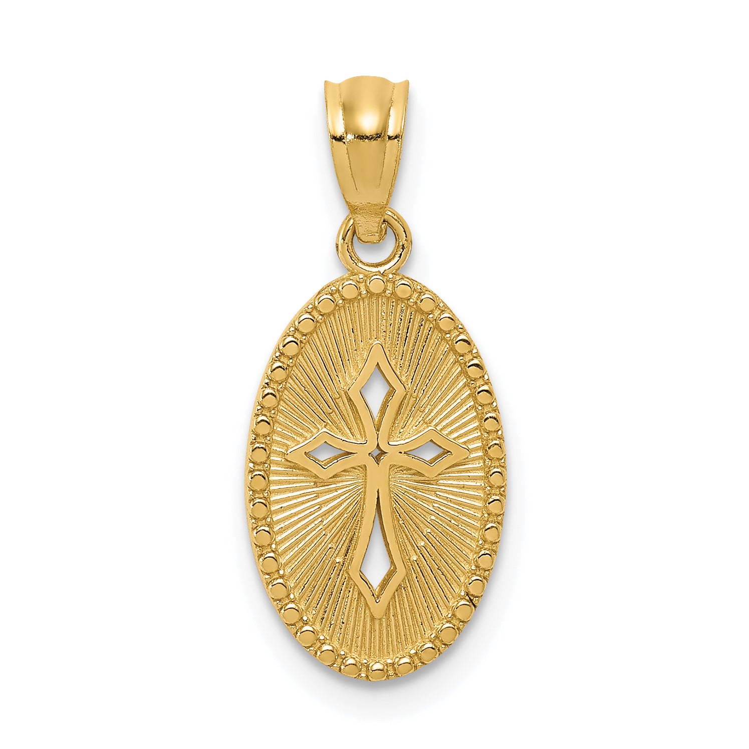 14k Gold Polished Small Cross Medal Pendant Main image