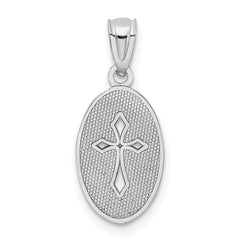 14K White Gold Polished Small Cross Medal Pendant