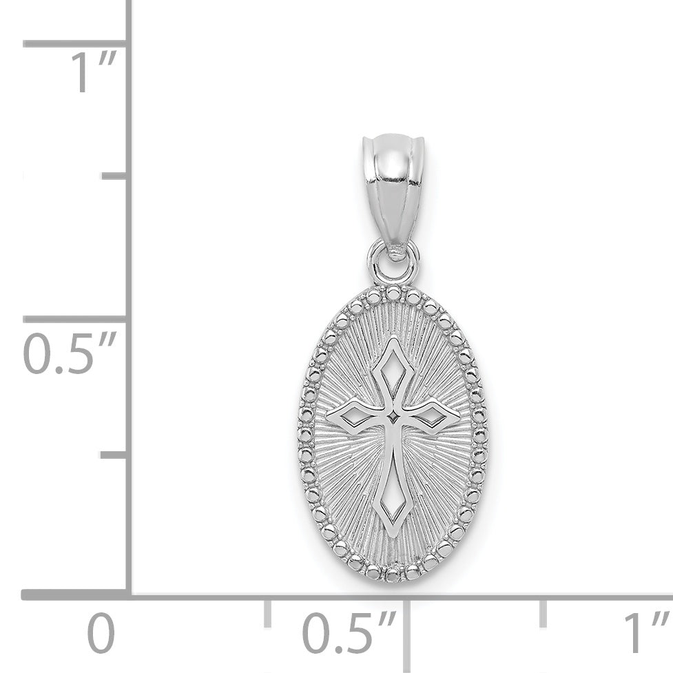 14K White Gold Polished Small Cross Medal Pendant