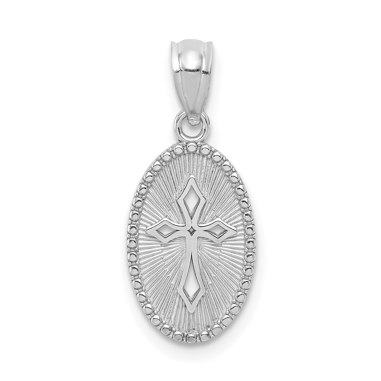 14k White Gold Polished Small Cross Medal Pendant