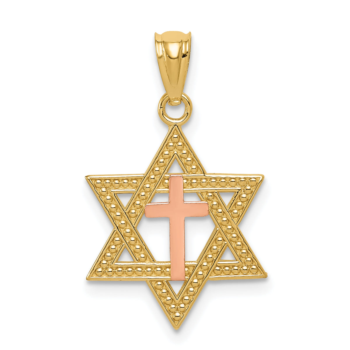 14K Two-tone Yellow & Rose Gold Polished Jews for Jesus Pendant