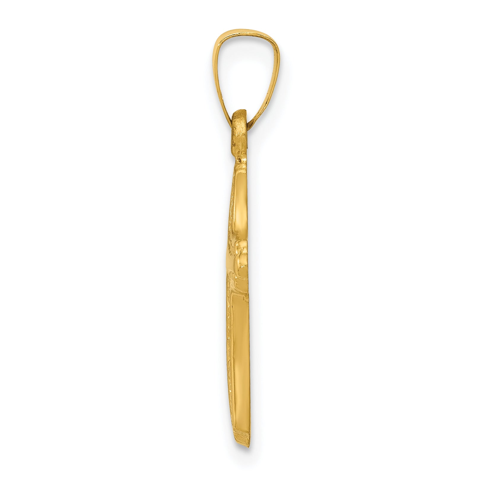 14K Polished and Textured Cross Pendant Secondary image