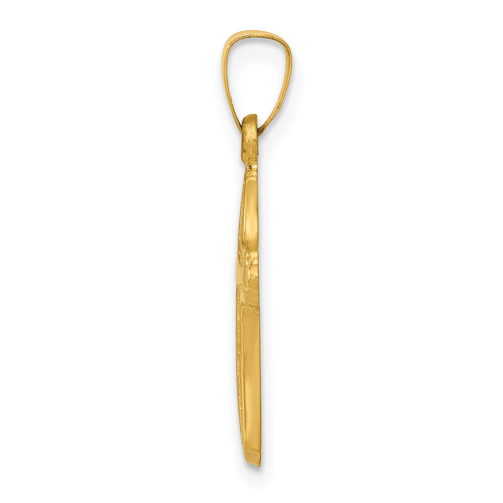 14K Polished and Textured Cross Pendant