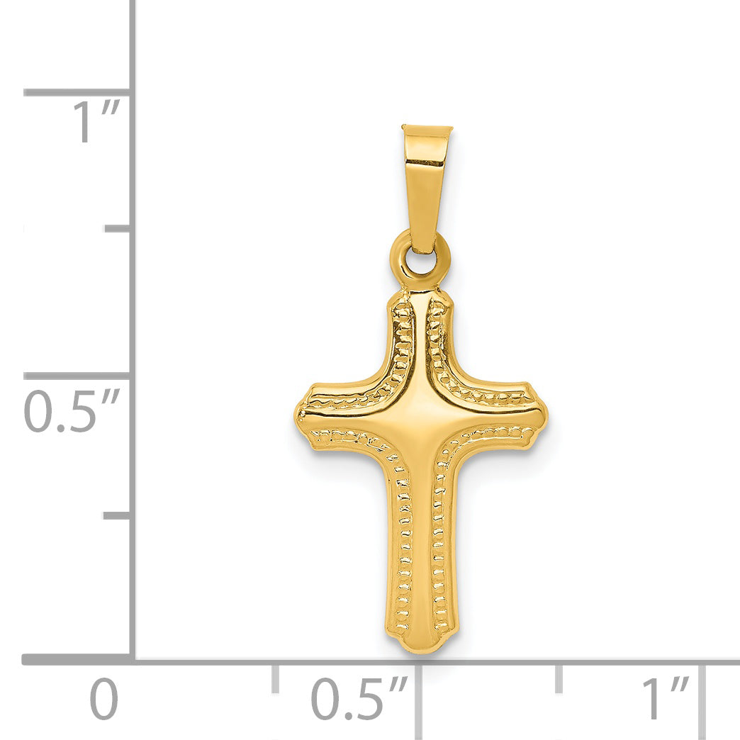 14K Polished and Textured Cross Pendant